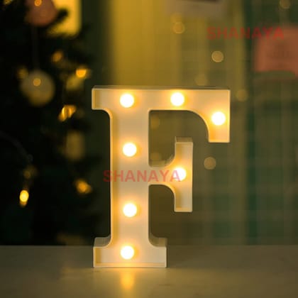 Shanaya Alphabet LED Letter Lights Number Light Decorative Birthday Wedding Party Home Decor Light Up Plastic English Letters Standing Hanging A-Z for Party Wedding Festival (F)