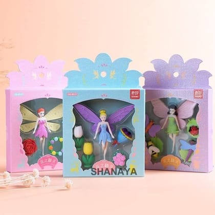 SHANAYA Eraser for Kids Cute Fairy Flower Shape Erasers Return Gifts for Girls Boys Kids Children Stationary Items Pack of 5 Assorted