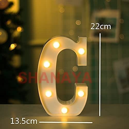 Shanaya Alphabet LED Letter Lights Number Light Decorative Birthday Wedding Party Home Decor Light Up Plastic English Letters Standing Hanging A-Z for Party Wedding Festival (C)