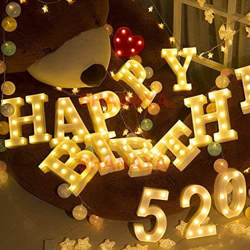 Shanaya Alphabet LED Letter Lights Number Light Decorative Birthday Wedding Party Home Decor Light Up Plastic English Letters Standing Hanging A-Z for Party Wedding Festival (C)