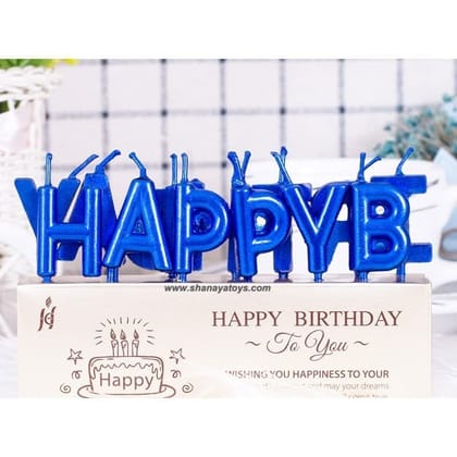 SHANAYA Happy Birthday Letter Candles for Cakes Cup Cakes Birthday Decoration - Blue SHANAYA Happy Birthday Letter Candles for Cakes Cup Cakes Birthday Decoration - Blue