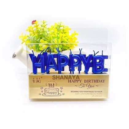 SHANAYA Happy Birthday Letter Candles for Cakes Cup Cakes Birthday Decoration - Blue