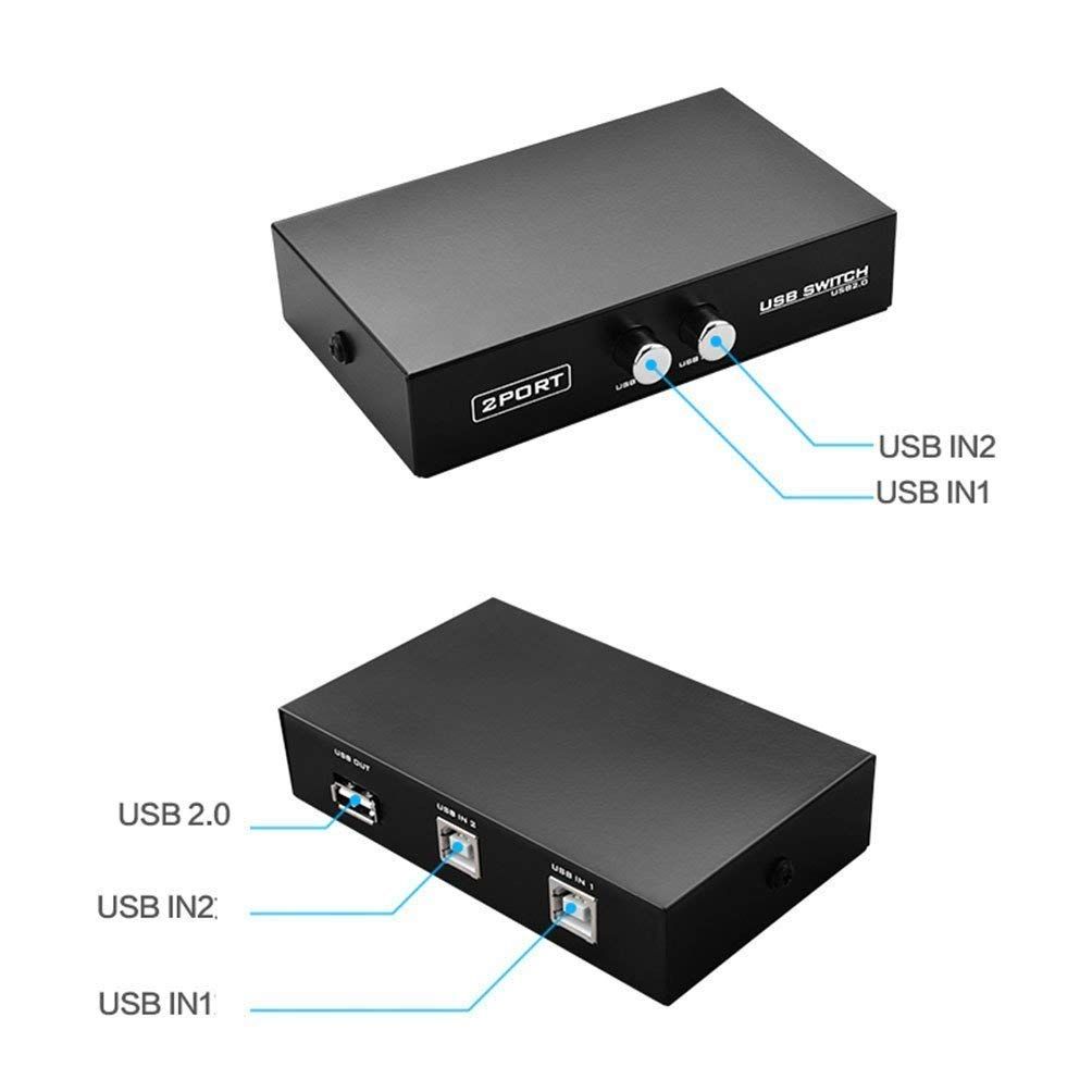 Multitask with Ease: USB Printer Switcher (2 Ports) - Control Your Printer from 2 Computers