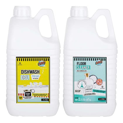 SOVI Floor Cleaner 2 Liters, | SOVI Dishwash Liquid Gel 2 Liters, Pack of 2. Save Upto 20%-