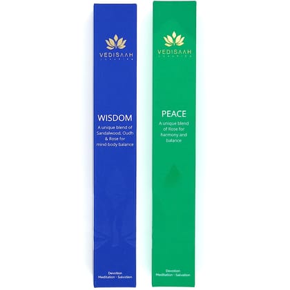 Vedisaah Luxuries Wisdom And Peace Incense Sticks| For Pooja| Low Smoke And Charcoal Free| Long Lasting | Meditation, Yoga| Pack Of 2-100 Gram