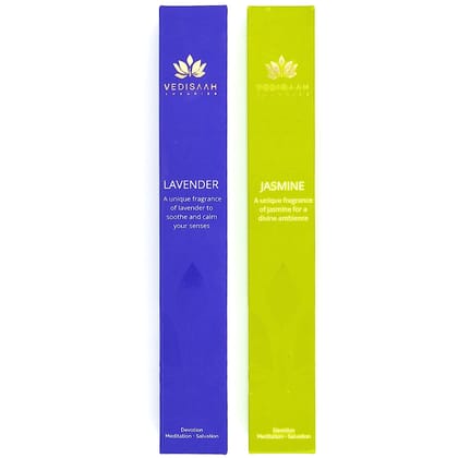 Vedisaah Luxuries Lavender And Jasmine Incense Sticks| For Pooja| Low Smoke And Charcoal Free| Long Lasting | Meditation, Yoga| Pack Of 2-100 Gram