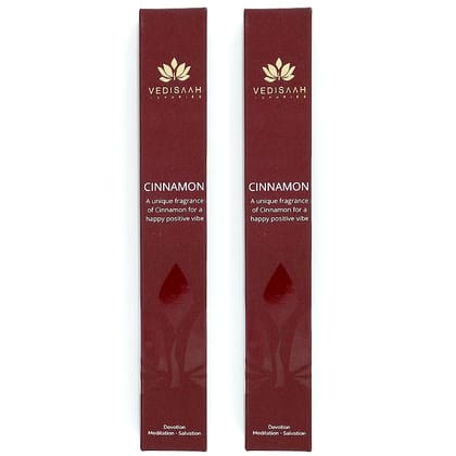 Vedisaah Luxuries Cinnamon Incense Sticks For Pooja | Premium Incense Sticks, Low Smoke And Zero Charcoal For Natural Agarbatti Pack- 50 Gram (Cinnamon Pack Of 2)