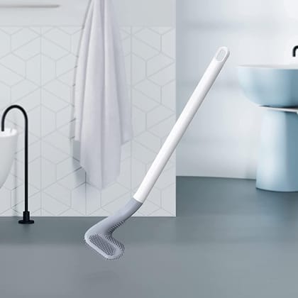 Toilet Brush- Wall-Mounted Long-Handled Golf Head Toilet Brush with Hook