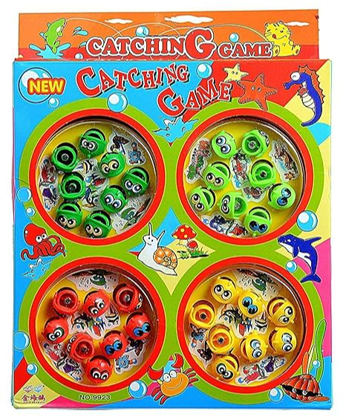  32 Pieces Magnetic Fish Catching Game Fishing Game with Music with 4 Rotating Fish Ponds with 4 Magnetic Sticks (Color May Vary)