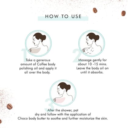 MCaffeine Pre & Post Shower Moisturization Routine - Coffee Body Massage Oil & Choco Body Butter (350g)