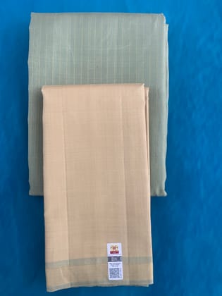 NVHSVOG003-Oilve Green Handloom Silk Veshti And NVHSSOG004-Olive Green Handloom Silk Shirt 2.5 meters