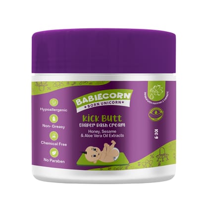 BABIECORN Kick Butt Diaper Rash Cream With Honey Sesame and Aloe Vera Oil Extracts (100 g)