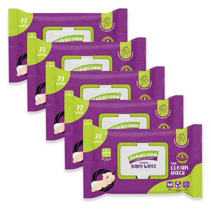 BABIECORN Premium Baby Wipes Soft & Gentle Formulated with Saffron&Turmeric Combo of (360 Wipes)