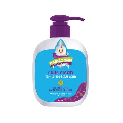 BABIECORN Code Clean Baby Top-to-toe Wash Infused with Saffron & Turmeric Aloevera (200 ml)