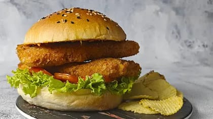 Crunchy Fried Paneer Burger __ Reg Bun