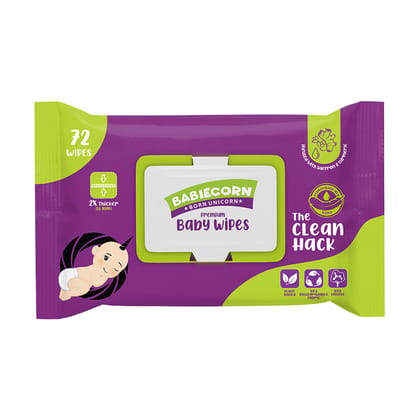 BABIECORN Premium Baby Wipes Soft & Gentle Formulated with Saffron&Turmeric pack of (72 Wipes)