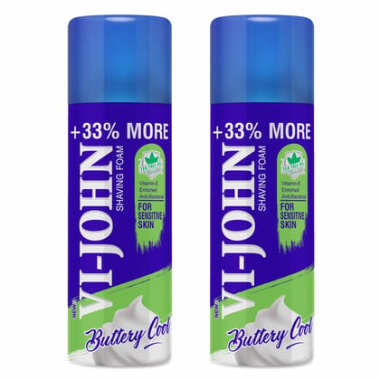 VI-JOHN Shave Foam For Sensitive Skin (400 gm Each, Pack Of 2) (800 g) Men's Grooming Combo Kit