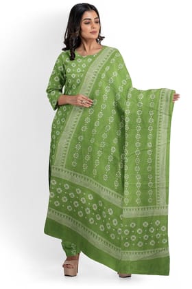 Garvi Gurjari Women Hand Block Print Cotton Dress Material/Salwar Suit