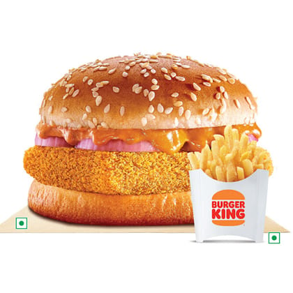 Veg Makhani Burst Burger+Fries(Reg)