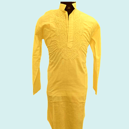 Yellow Hervey Sequin Chikankari Kurta Set