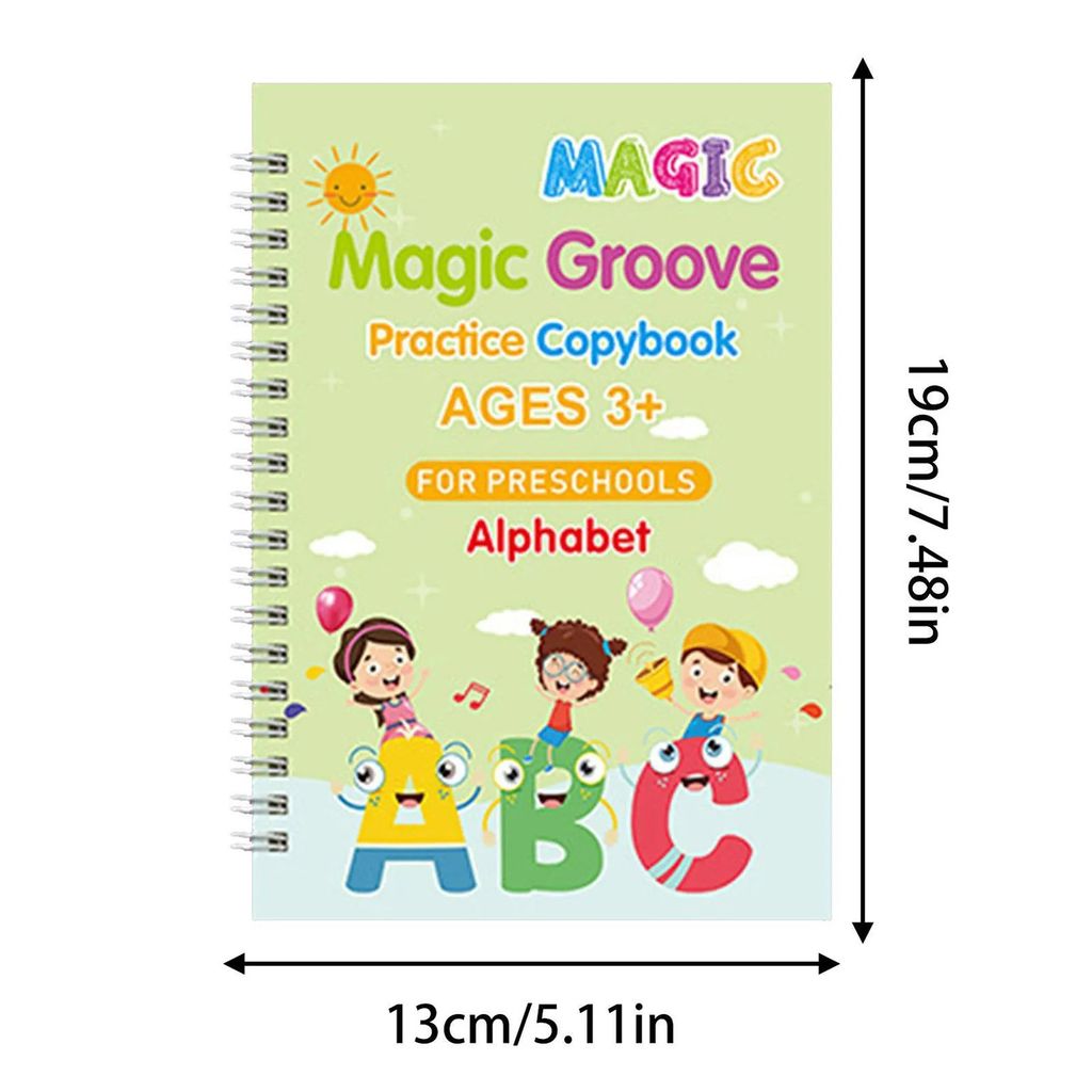 ZURU BUNCH Magic Practice Copybook with Pen and Refills for Preschoolers with Pen, Reusable Practice book for Kids, Learning Toy, Education Practice Copybook (4 Books, 10 Refills and 1 Grip)