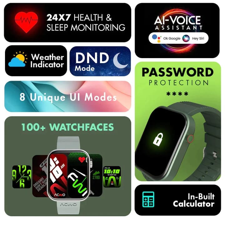 FwIT SX Calling Smart Watch (Jungle Green) | 365 Day Warranty