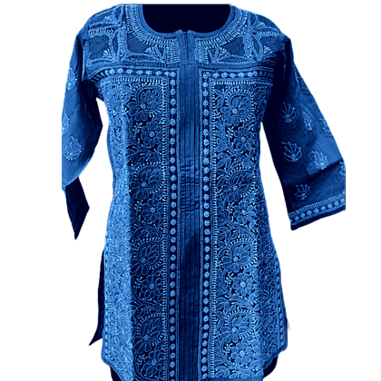 Lucknowi Hand Chikankari  kurti Dark Blue