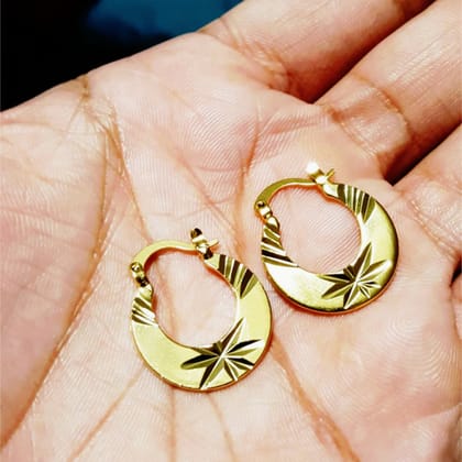 Brass Gold Plated Flower Design Earrings & Stud Shining (Pack of 2)