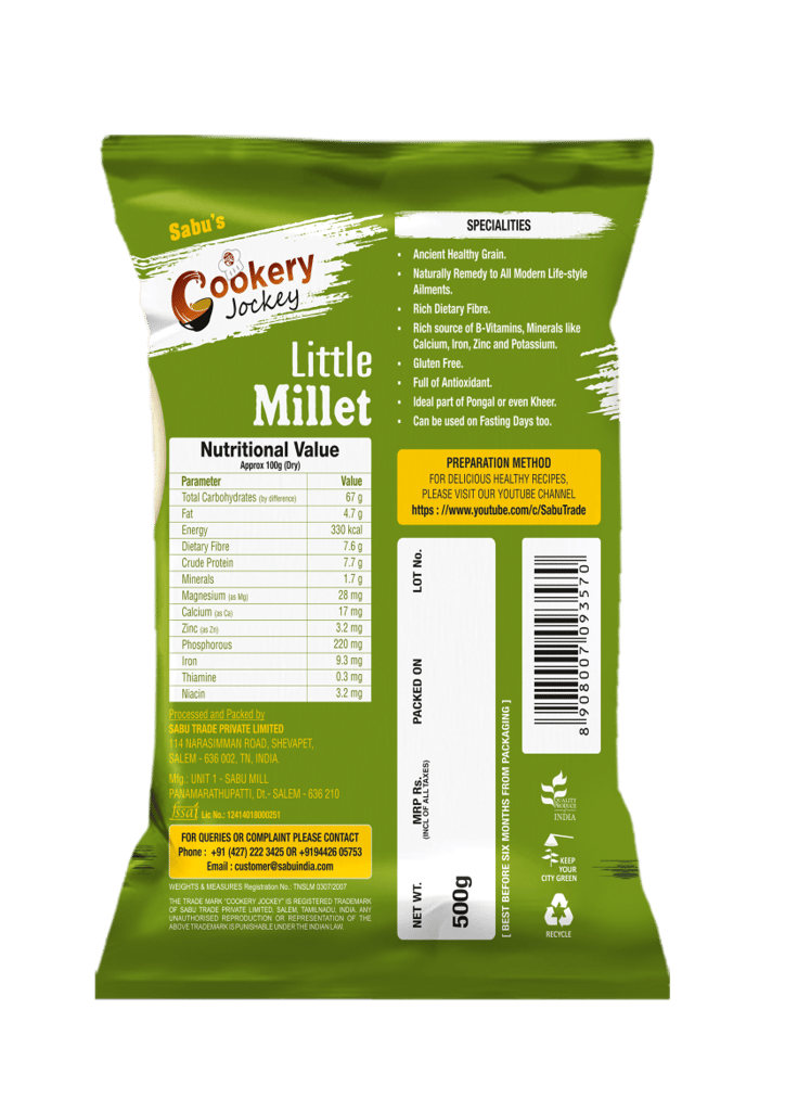 COOKERY JOCKEY LITTLE MILLET 500GM