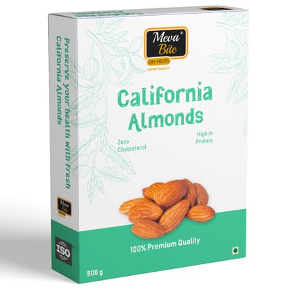 Meva Bite 100% Natural & Premium California Almonds (500gm, Pack of) | Pure & Organic Badam Giri for Nutritious Delights - Real Nuts