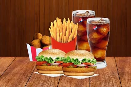2 Veg Burger+ Fries+ Jalapeno Poppers+ Pepsi __ Veggie Burger,Veggie Burger