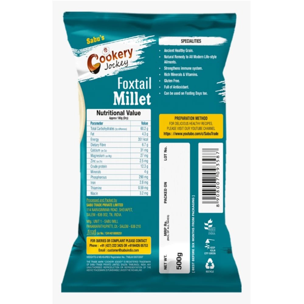 COOKERY JOCKEY FOXTAIL MILLET 500GM