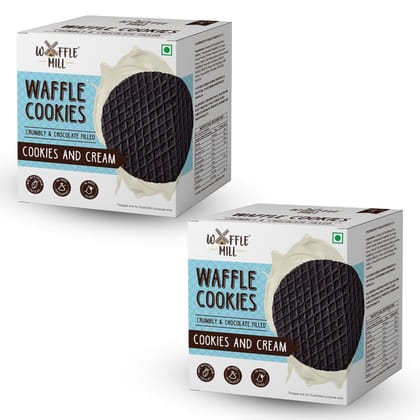Waffle Mill Waffle Cookies | Cookies & Cream | 1 Box Contains 5 Cookies | Each Box 175 gm | 100% Vegetarian And No Added Preservatives (350 gm) - Pack of 2