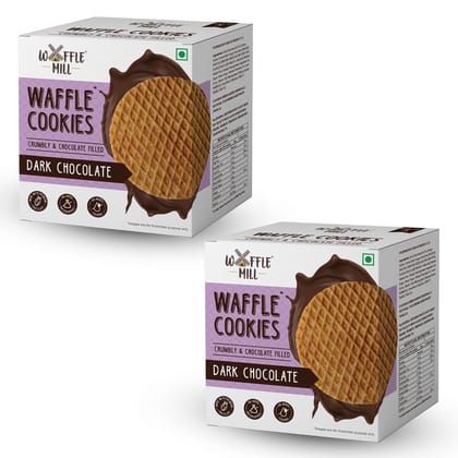 Waffle Mill Waffle Cookies | Dark Chocolate | 1 Box Contains 5 Cookies | Each Box 175 gm | 100% Vegetarian And No Added Preservatives (350 gm) - Pack of 2