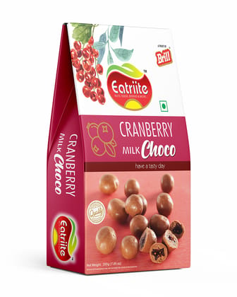 Eatriite Cranberry Milk Chocolate (Milk-Chocolate Coated Cranberries) Bites, 200 gm