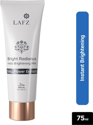 LAFZ Bright Radiance Insta Brightening Milk, Instant Luminous Skin with Alpha Arbutin & Niacinamide, Enriched with Daisy Flower Extract, Halal Certified, for All Types of Skin, For Men & Women, 75 ml