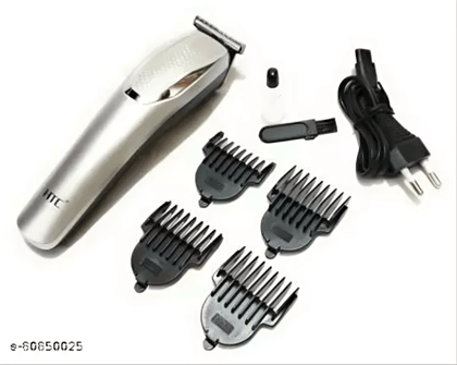 HTC Rechargeable Hair Trimmer AT-1220 45 min Runtime With 4 Length Settings(Silver)