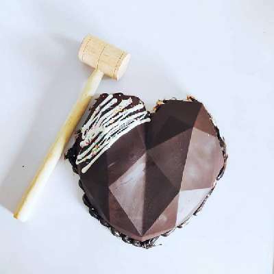 Dark Chocolate Heart Pinata Cake Eggless-Black Forest Cake