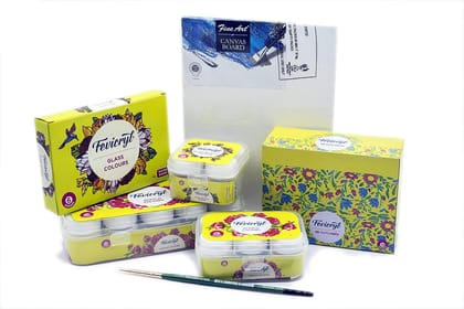 Pidilite Combo kit of Acrylic Colours, Glass Colours 3D Outliners and Fine Art Canvas with Brushes, Gift set for Students, Children, Artists