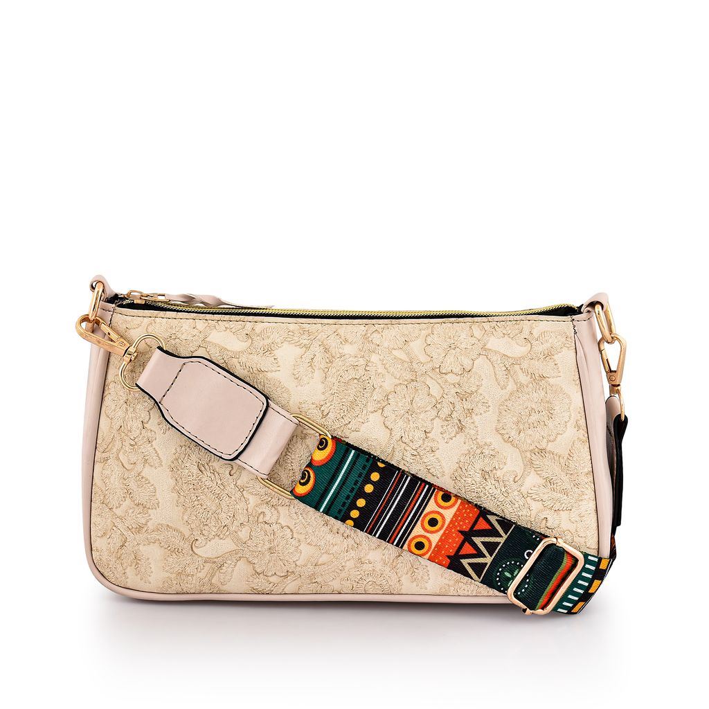 Lychee Bags PU Women Cream Printed Sling Bag - Handbags | Buy online on ZillyBuy