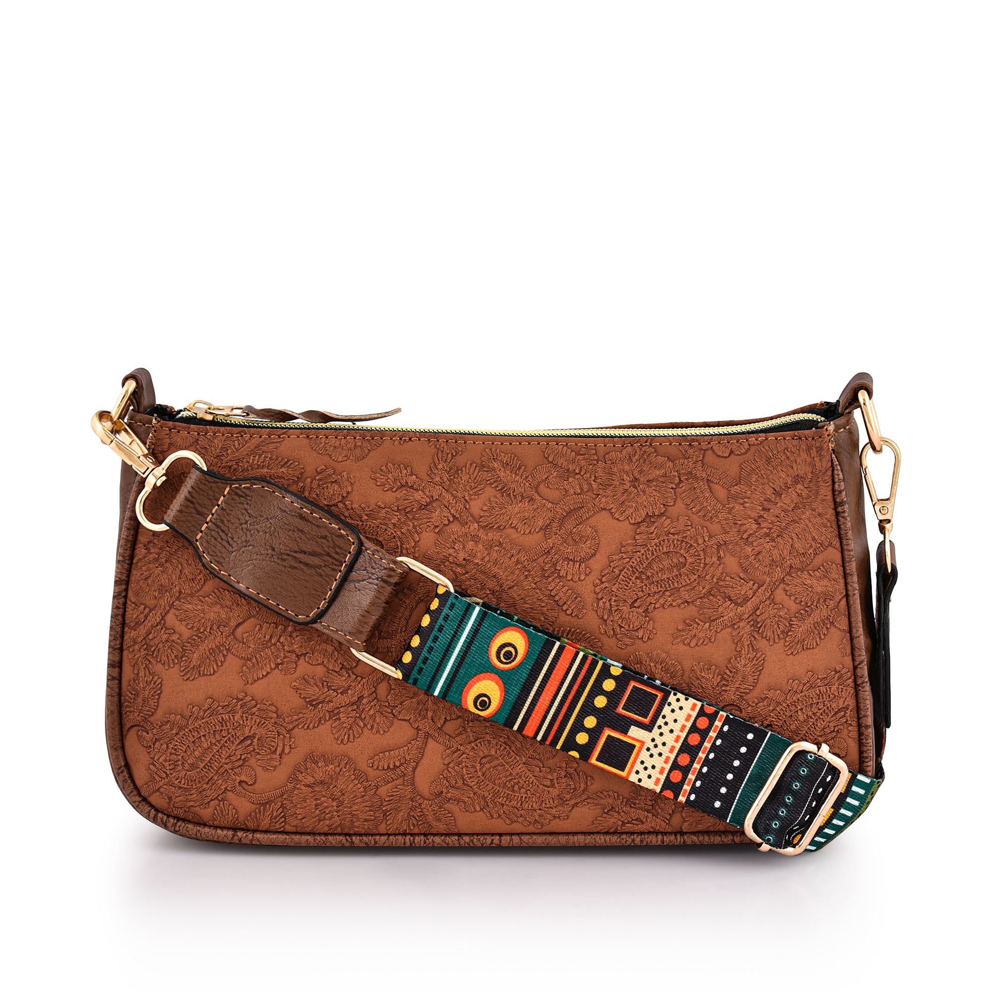 Lychee Bags PU Women Tan Printed Sling Bag