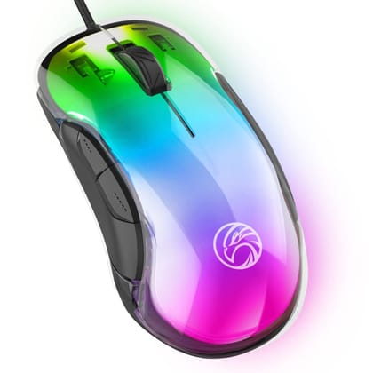 iGear Hawk Wired Gaming Mouse with 8 Customisable Buttons|Dynamic 6 RGB Light Modes|4 Custom Profile Modes|12800 DPI Tracking|Lightweight Black RGB Gaming Mouse|Compatible with iOS,Android & Windows