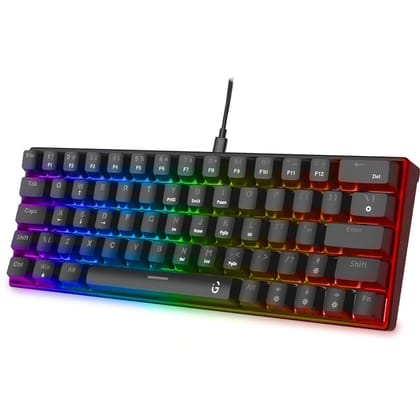 iGear Raptor 60% Wired RGB Gaming Keyboard, 63 Keys Compact Mechanical Keyboard, Software Supported, 64 RGB Backlit Keys, 23 Light Modes, 1.5m Braided Type C Detachable Cable,1 Year Warranty(Black)
