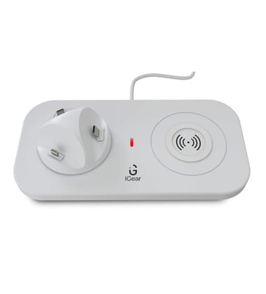 iGear DockMe 10W Fast Charging with Docking and 15W Wireless Charger, Android, iOS and Type-C Charging pins,(White) - 1 Year Free Replacement Warranty