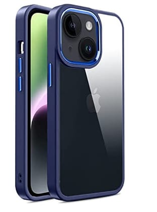 iPhone 14 Plus Back Cover Case Metal Camera Guard Acrylic Clear - Blue