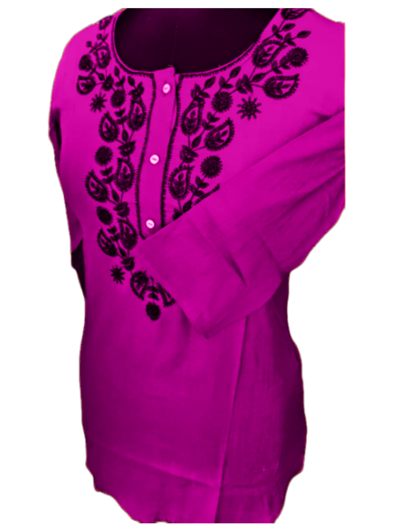 Purple Wine Gala Booti Wine Kurti For Women