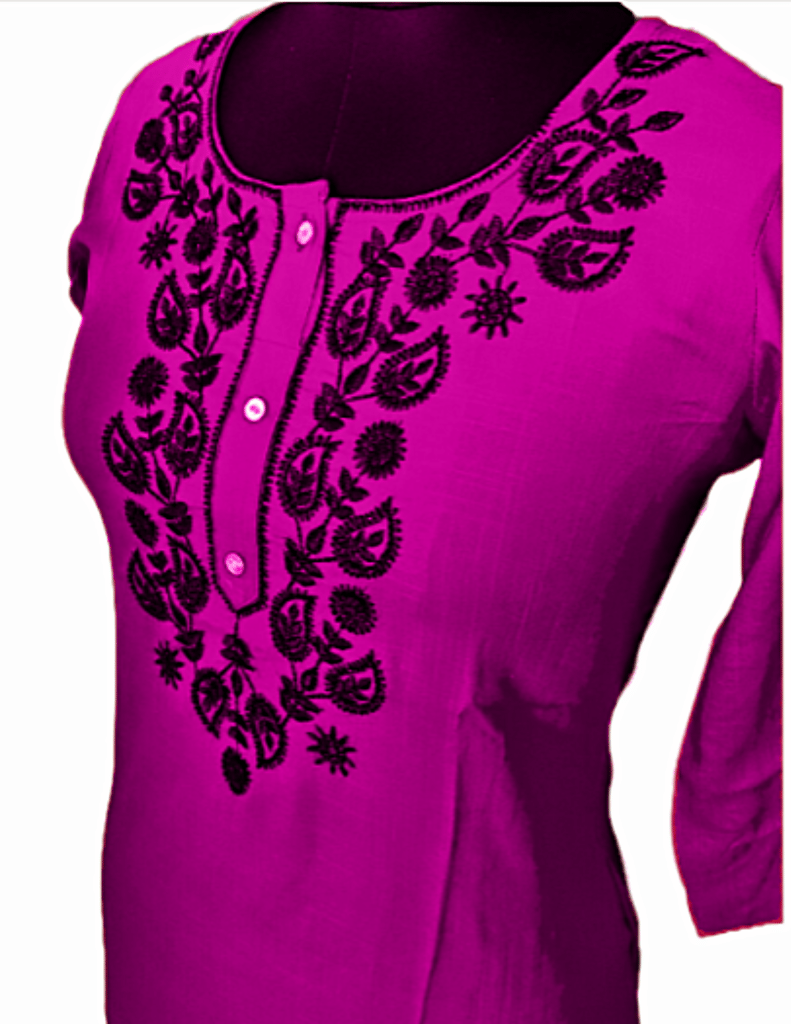 Purple Wine Gala Booti Wine Kurti For Women