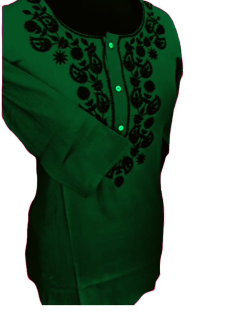Green Gala Booti Black Kurti For Women