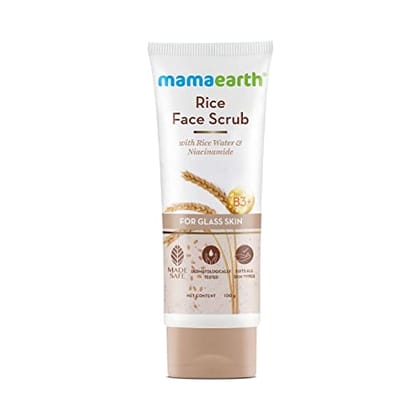 Mamaearth Rice Face Scrub For Glowing Skin, With Rice Water & Niacinamide For Glass Skin, 100 gm