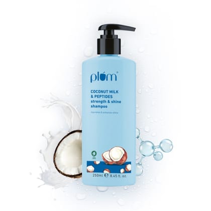 Plum Coconut Milk & Peptides Strength & Shine Shampoo - Contains Coconut Milk, Peptides, 100% vegan, 250 ml